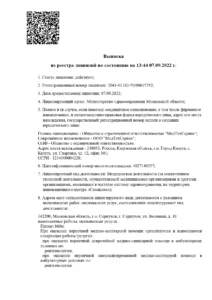 Выписка из реестра лицензий, страница 1